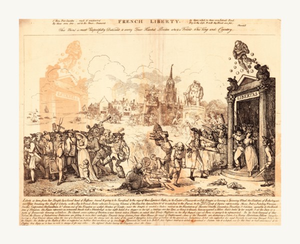 French liberty, Nixon, John, -1818, artist, [1793 July], on the right Liberty is torn from her