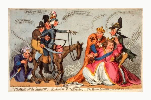 Taming of the shrew, Katharine and Petruchio, The modern Quixotte, or, what you will, Gillray,