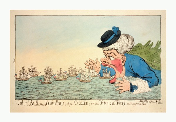 John Bull, the leviathan of the ocean or the French fleet sailing into the mouth of the Nile!,