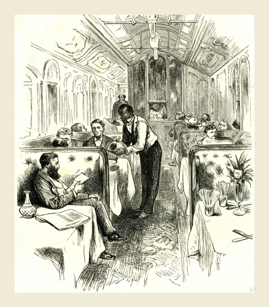 a Pullman Dining Car, 1891, USA