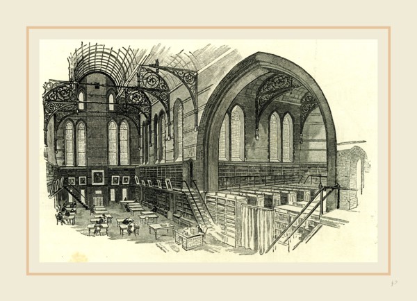 New York, Columbia College, Interior of the Library, 1891, USA