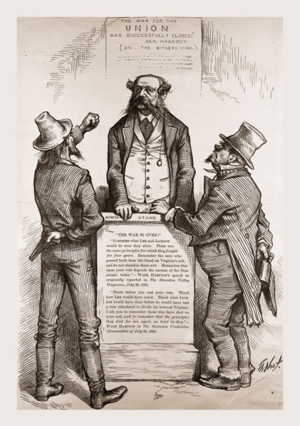 WADE HAMPTON'S DILEMMA, 1880, 19th century engraving, USA, America