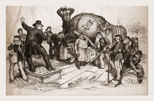 NOW OR NEVER-THE WHITE HOUSE OR "BUST"., 1880, 19th century engraving, USA, America