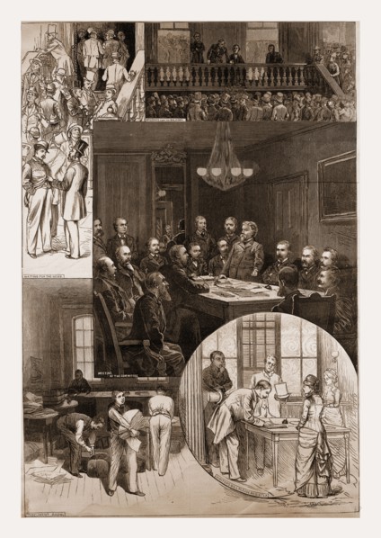 HEAD-QUARTERS OF THE NATIONAL REPUBLICAN COMMITTEE, FIFTH AVENUE, NEW YORK.â€îDRAWN BY FRANK MILLER
