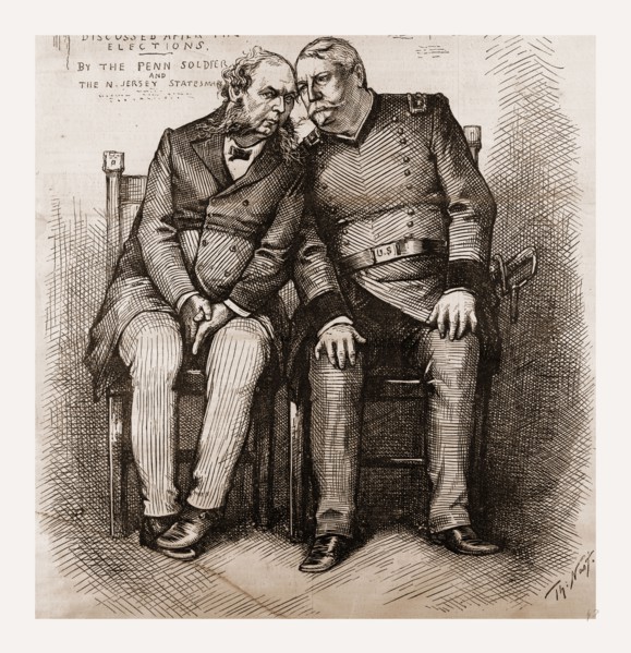 "A LOCAL QUESTION." " WHO IS TARIFF, AND WHY IS HE FOR REVENUE ONLY?" 1880, 19th century engraving,
