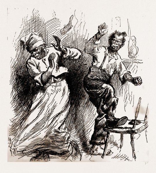 GEORGIA, A DOMESTIC QUARREL, 1880, 19th century engraving, USA, America