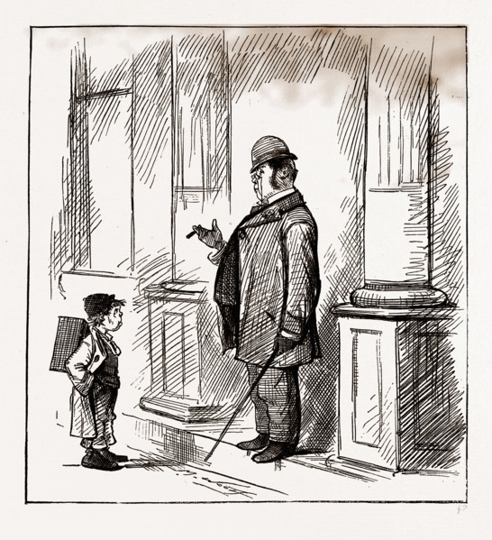 MAN (with severity). " Go away, go away ; do I look as if I wanted a shine ?" Boy, " Well, I don't