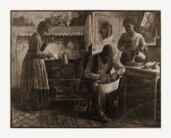 PREPARING THE THANKSGIVING DINNER.-DRAWN BY S. G. MCCUTCHEON, 1880, USA, America, 19th century