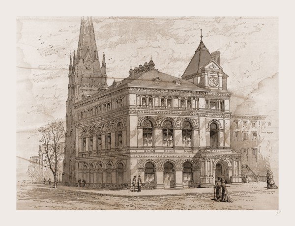 BUILDING OF THE LONG ISLAND HISTORICAL SOCIETY, 1880, USA, America, 19th century engraving
