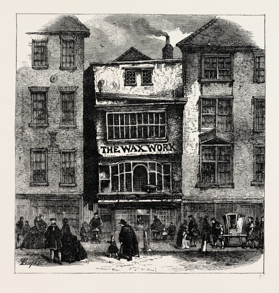 MRS. SALMON'S WAXWORK, FLEET STREET, PALACE OF HENRY VIII. AND CARDINAL WOLSEY. London, UK, 19th