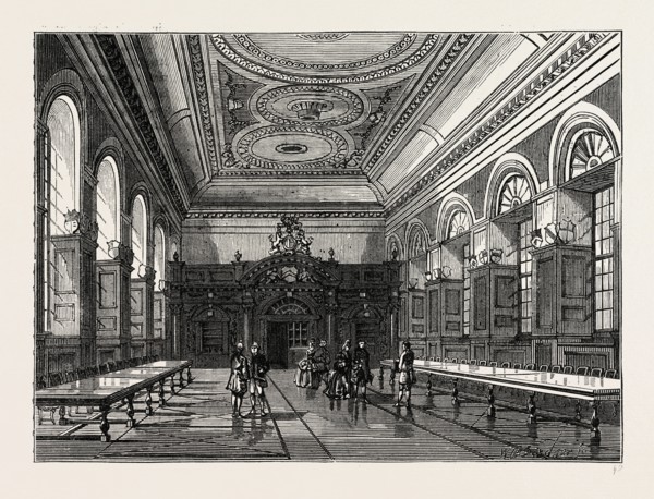 INTIRIOR OF STATIONERS' HALL, 1876. London, UK, 19th century engraving