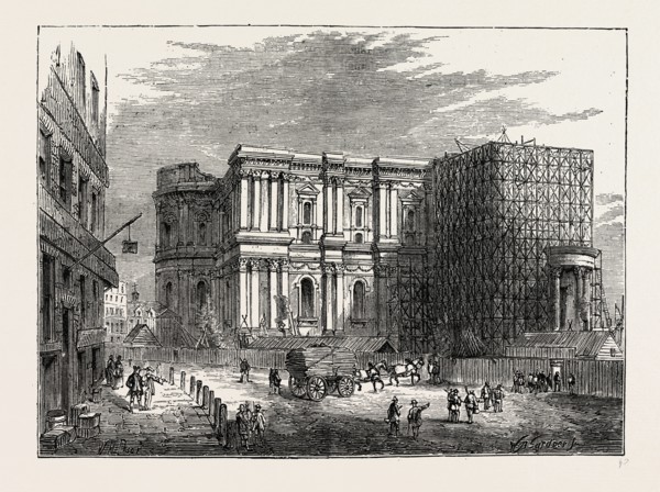 THE REBUILDING OF ST. PAUL'S. London, UK, 19th century engraving
