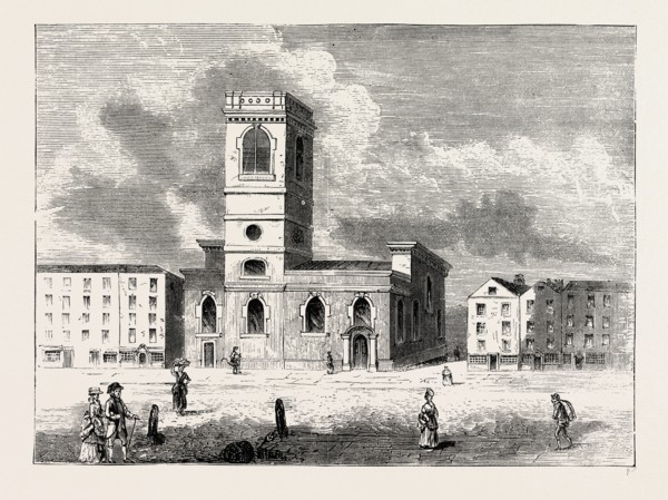 THE CHURCH OF ALLHALLOWS THE GREAT IN 1784 London, UK, 19th century engraving