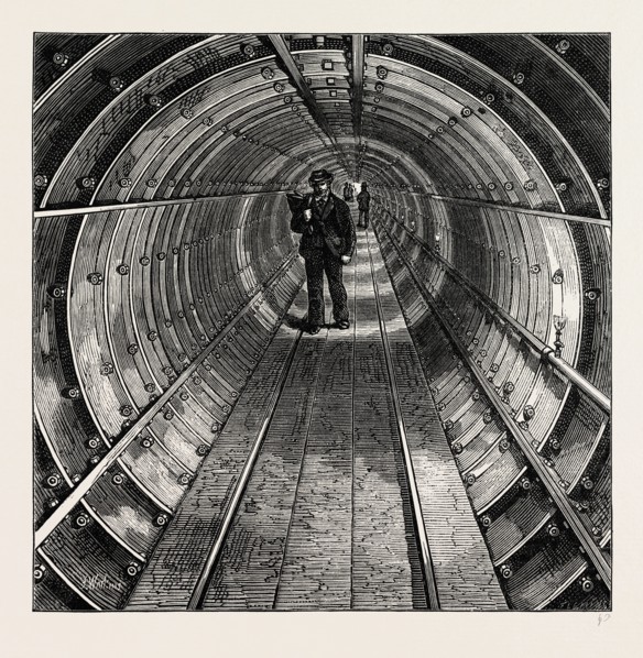 THE TOWER SUBWAY. London, UK, 19th century engraving