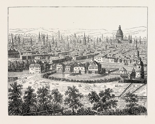 LONDON FROM ISLINGTON, 1753, London, UK, 19th century engraving