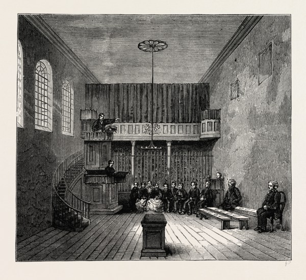 THE CHAPEL IN NEWGATE. London, UK, 19th century engraving