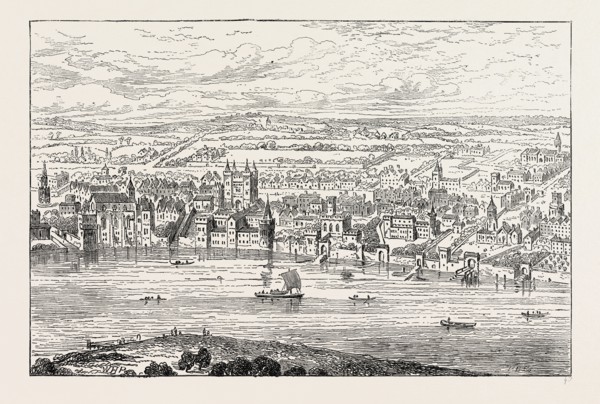 LONDON FROM TEMPLE BAR TO CHARING CROSS. London, UK, 19th century engraving
