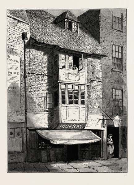 OLD HOUSES IN WYCH STREET. London, UK, 19th century engraving