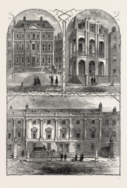 IN LINCOLN'S INN FIELDS. DUKE OF ANCASTER'S HOUSE. London, UK, 19th century engraving