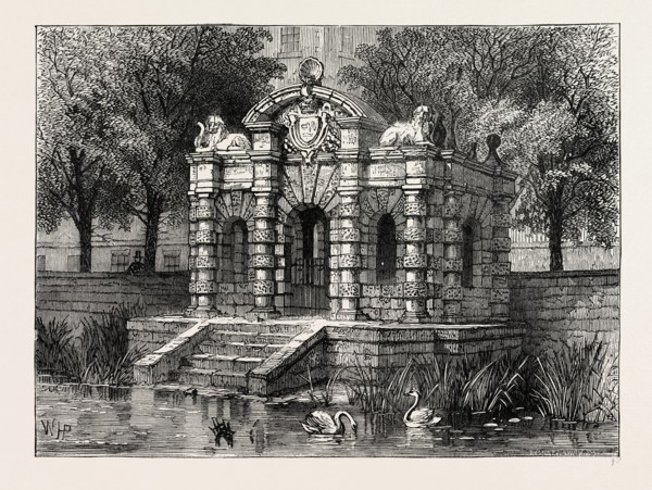BUCKINGHAM GATE IN 1830. London, UK, 19th century engraving