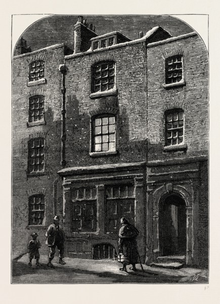 TURNER'S HOUSE IN MAIDEN LANE. London, UK, 19th century engraving