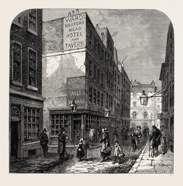 THE OLD BEDFORD HEAD. London, UK, 19th century engraving