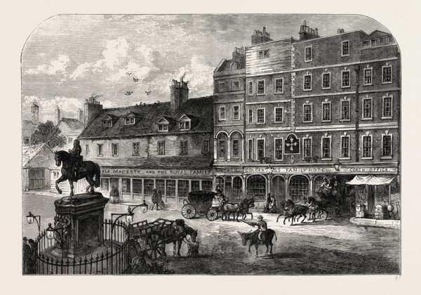 CHARING CROSS FROM NORTHUMBERLAND HOUSE IN 1750. London, UK, 19th century engraving