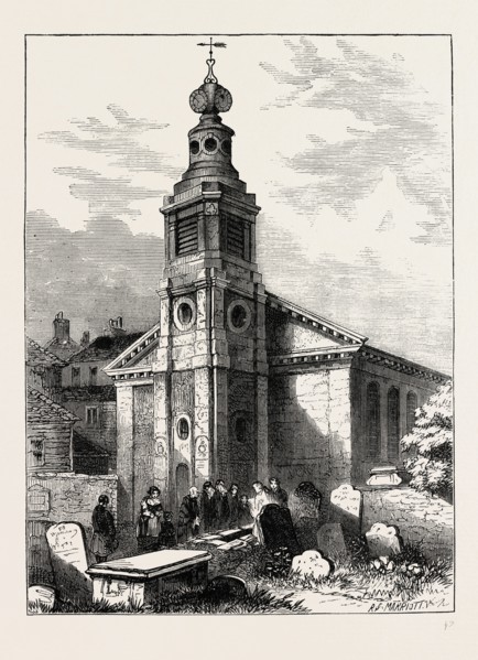 ST. ANNE'S, SOHO, 1840, London, UK, 19th century engraving