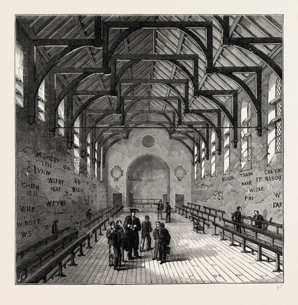THE SCHOOLROOM, Westminster School, London, UK, 19th century engraving