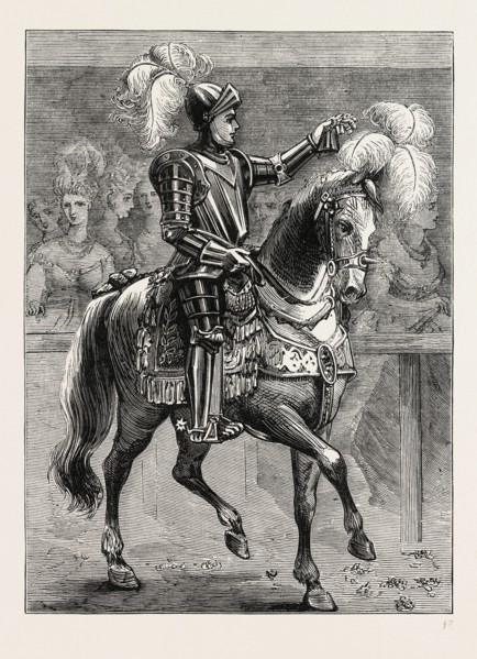 MR. DYMOKE, THE KING'S CHAMPION. London, UK, 19th century engraving