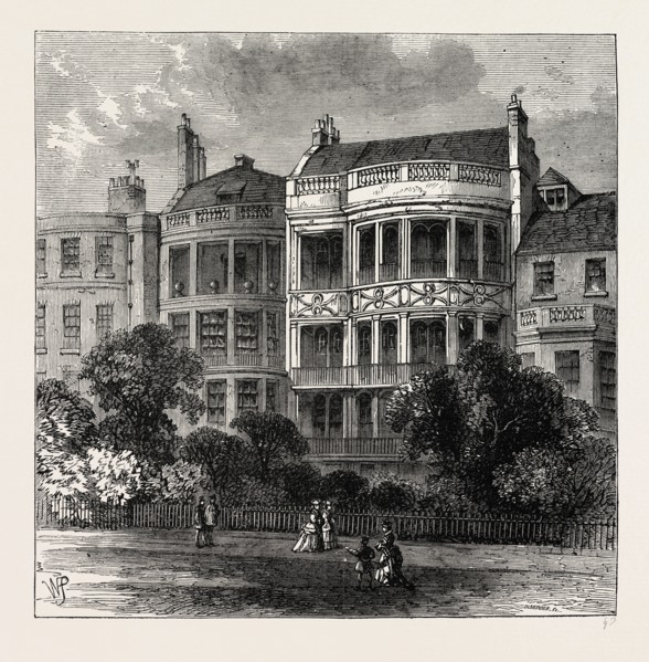 SAMUEL ROGERS' HOUSE, GREEN PARK FRONT. London, UK, 19th century engraving