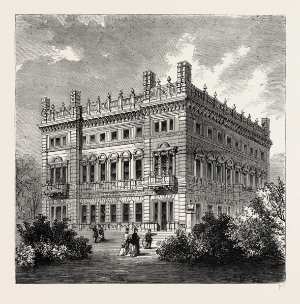 BRIDGEWATER HOUSE. London, UK, 19th century engraving