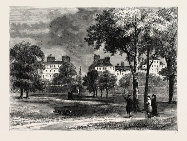 ENTRANCE TO GROSVENOR STREET FROM HYDE PARK, ABOUT 1780. London, UK, 19th century engraving