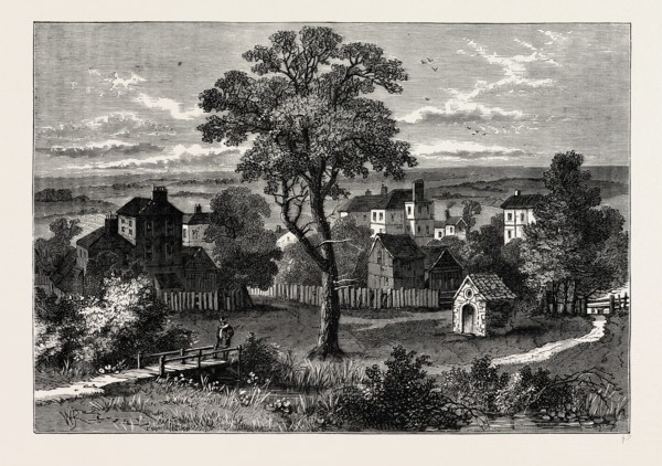 MARYLEBONE, FROM THE SITE OF THE PRESENT WIGMORE STREET. London, UK, 19th century engraving