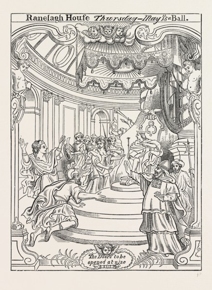 A CARD OF INVITATION TO RANELAGH. London, UK, 19th century engraving