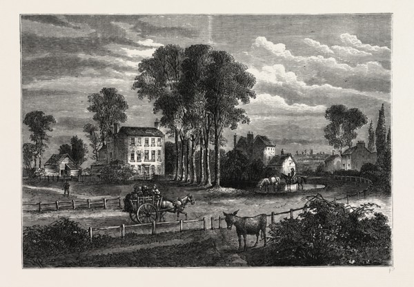 PADDINGTON GREEN IN 1750. London, UK, 19th century engraving