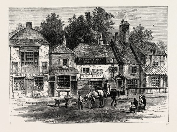 THE "WHITE HART," KNIGHTSBRIDGE, 1820. London, UK, 19th century engraving