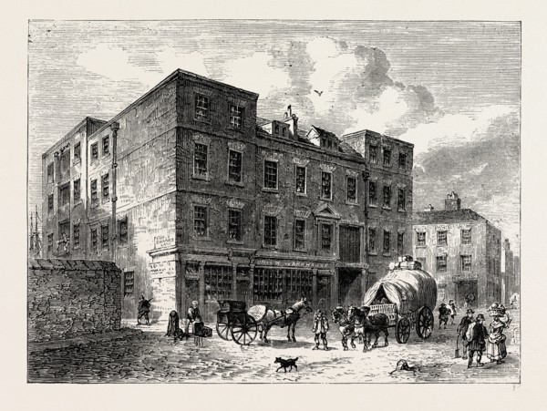 The Three Cranes, THAMES STREET. London, UK, 19th century engraving