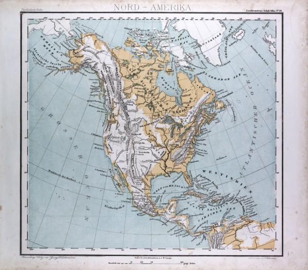 North America Map, atlas by Th. von Liechtenstern and Henry Lange, antique map 1869