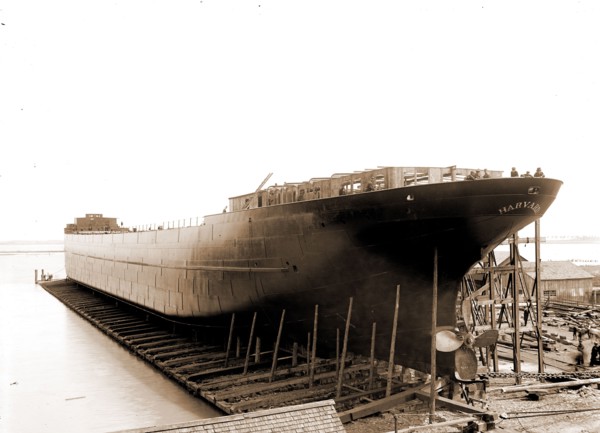 Str. Harvard on the ways, Harvard (Freighter), Cargo ships, Boat & ship industry, United States,