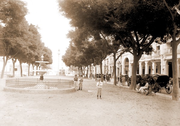 Prado and Hotel Pasaje, Havana, Hotels, Plazas, Streets, Fountains, Cuba, Havana, 1880