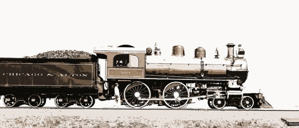 Railroad locomotive and coal car, Chicago and Alton Railroad, Railroad locomotives, 1900