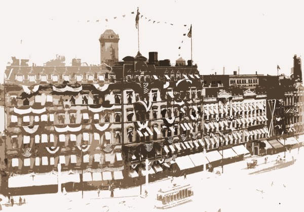 Old Russell House, Detroit, Hotels, Festive decorations, United States, Michigan, Detroit, 1910
