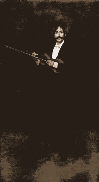 Violinist, full-length portrait with violin, Musicians, Violins, 1900