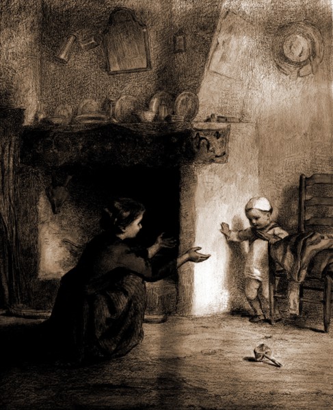 Learning to walk, Frere, Pierre Edouard, 1819-1886, Mothers & children, Walking, Domestic life,