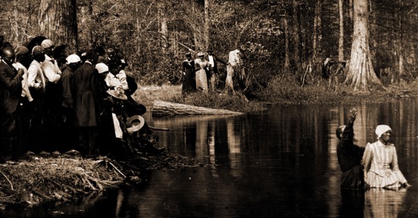 A Southern baptism, African Americans, Spiritual life, Waterfronts, Baptisms, United States, South