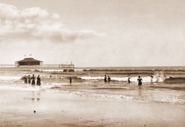 In the surf at Old Orchard, Maine, Beaches, United States, Maine, Old Orchard Beach, 1901