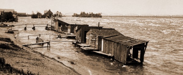 Rapids of the Sainte sic Marys River, Rapids, Waterfronts, United States, Michigan, Saint Marys