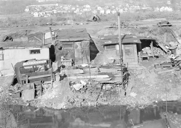 Paterson, New Jersey - Textiles. Bachelor shacks in outskirts of Paterson, on Molly Jan Brook.