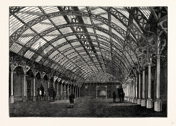 Welbeck, the Riding School, UK, England, engraving 1870s, Britain